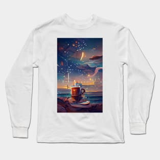 The Coffee Starry Teal ocean| Garland of stars Long Sleeve T-Shirt